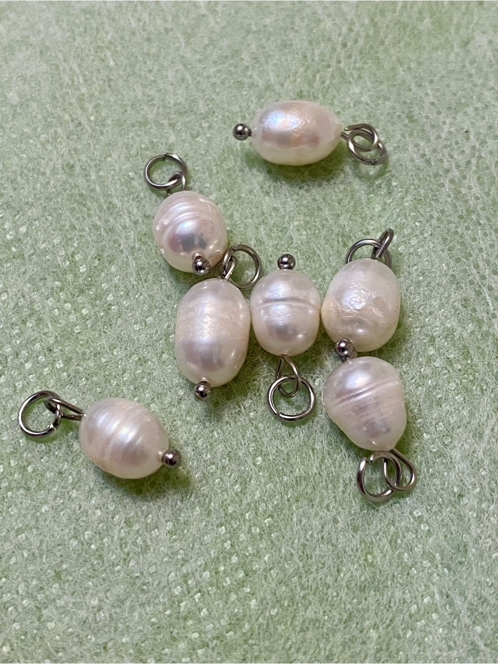 Freshwater Pearl Drop Charms - White Pearlescent Set - Picture 2 of 3